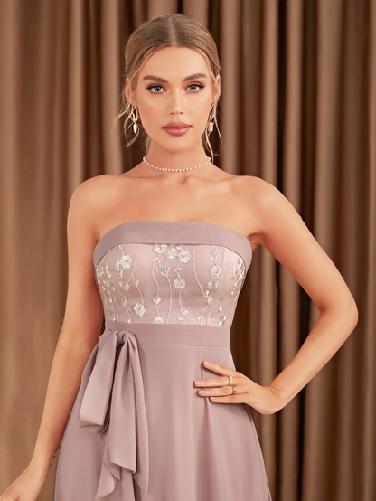 Women's Strapless Chiffon Maxi Dress